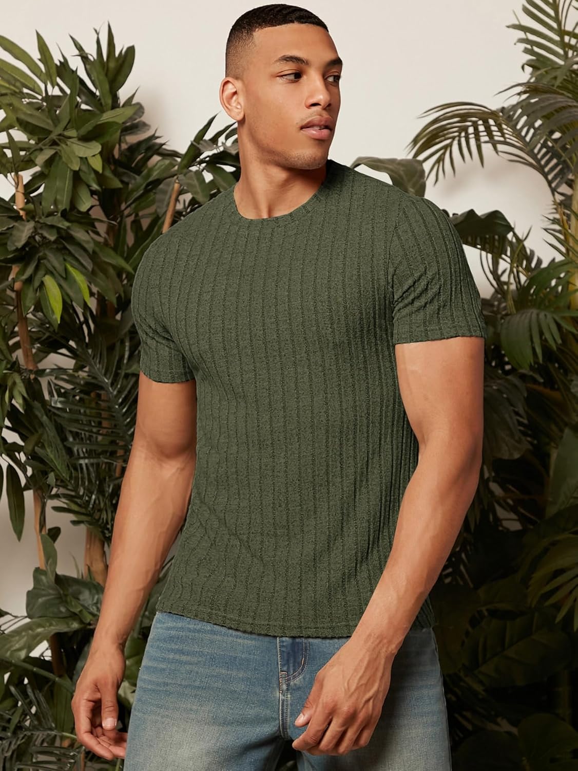 Heren T-shirt met Uniek Kraagontwerp