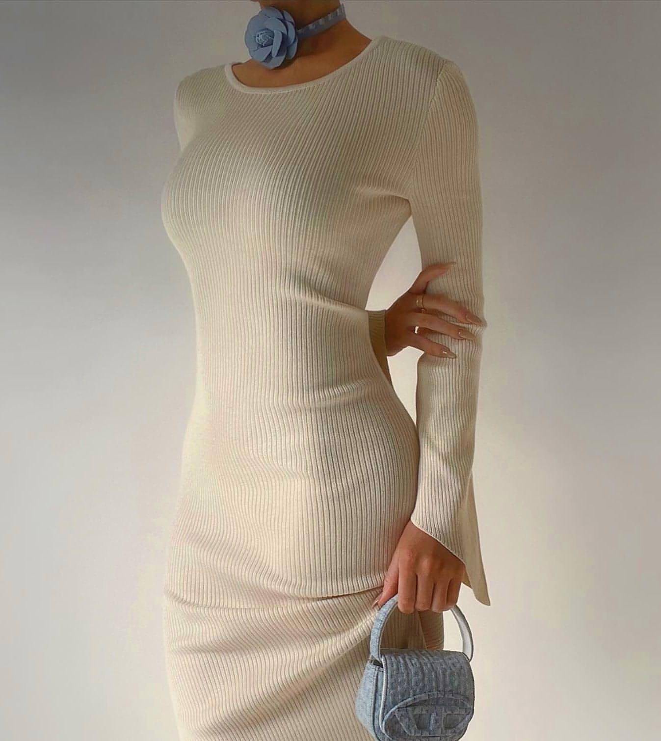 Gebreide Backless Midi Jurk