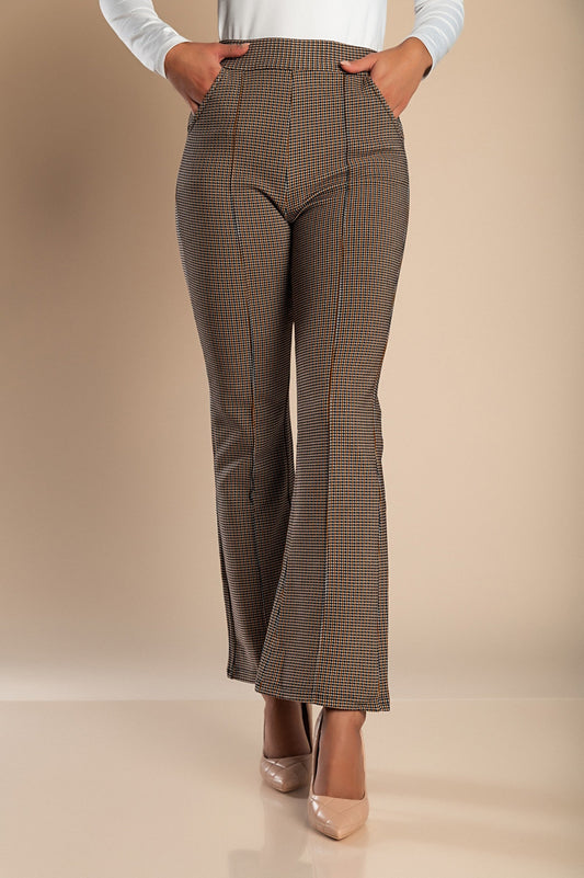 Premium Rutiga Byxor Dam - Eleganta Utsvängda Byxor