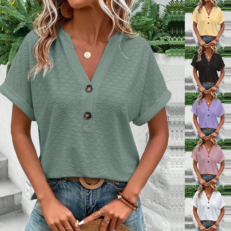 Relaxed Fit V-Neck Blouse