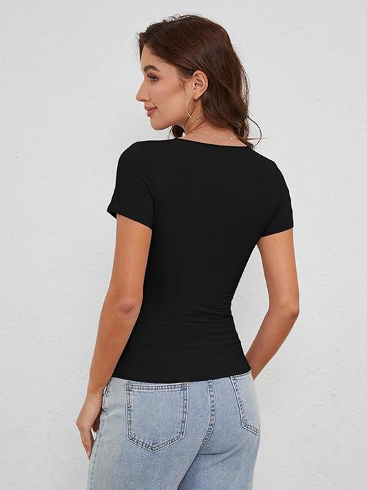 Feminin enkel kort topp