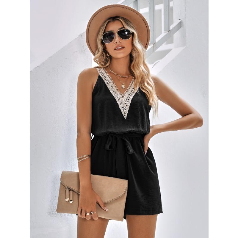 Womens Sleeveless V Neck Romper