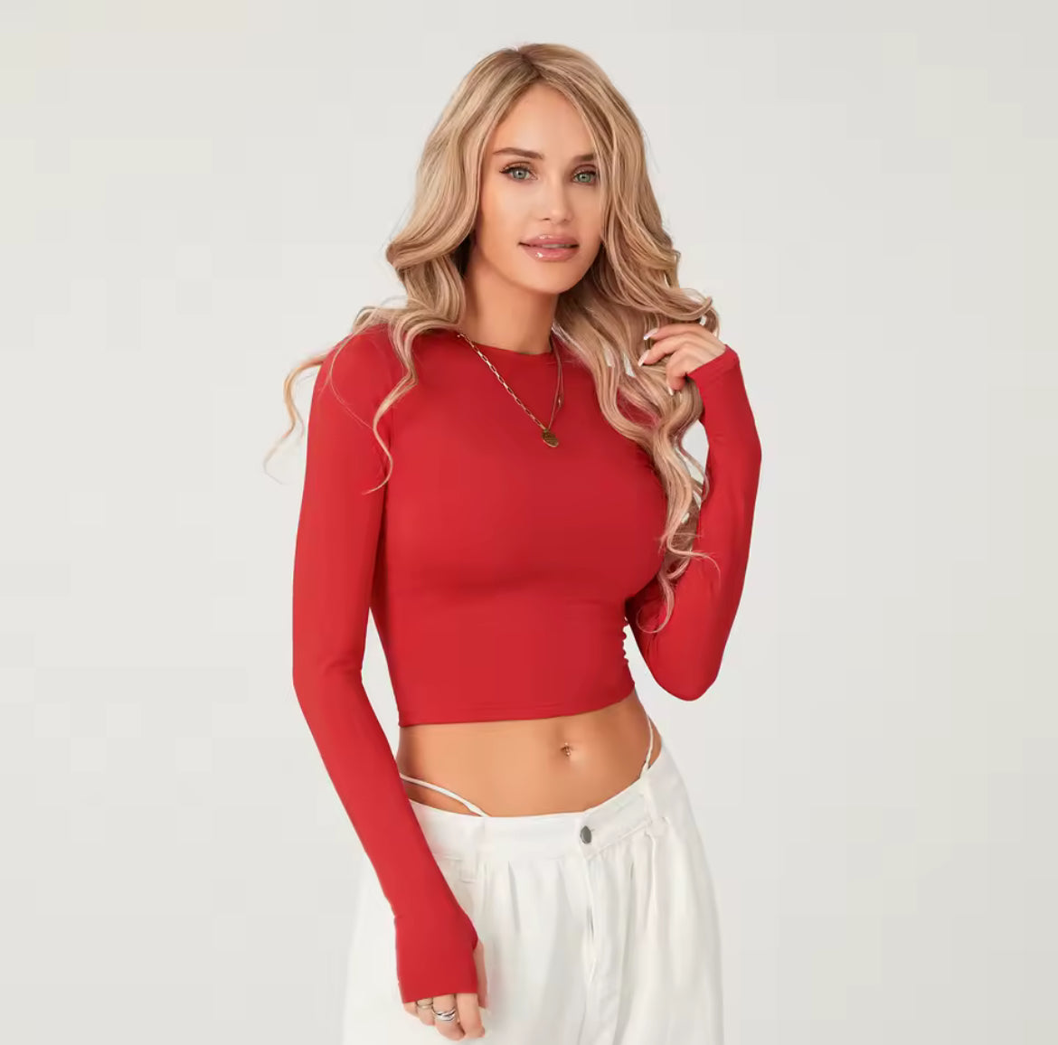 Slim Fit Long Sleeve Crop Top