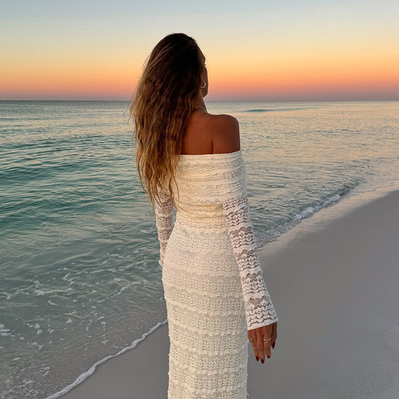 Elegant Off-Shoulder Lace Maxi Dress