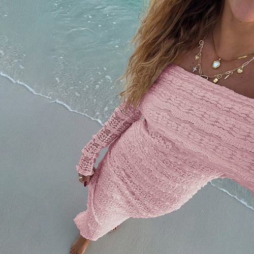 Elegant Off-Shoulder Lace Maxi Dress
