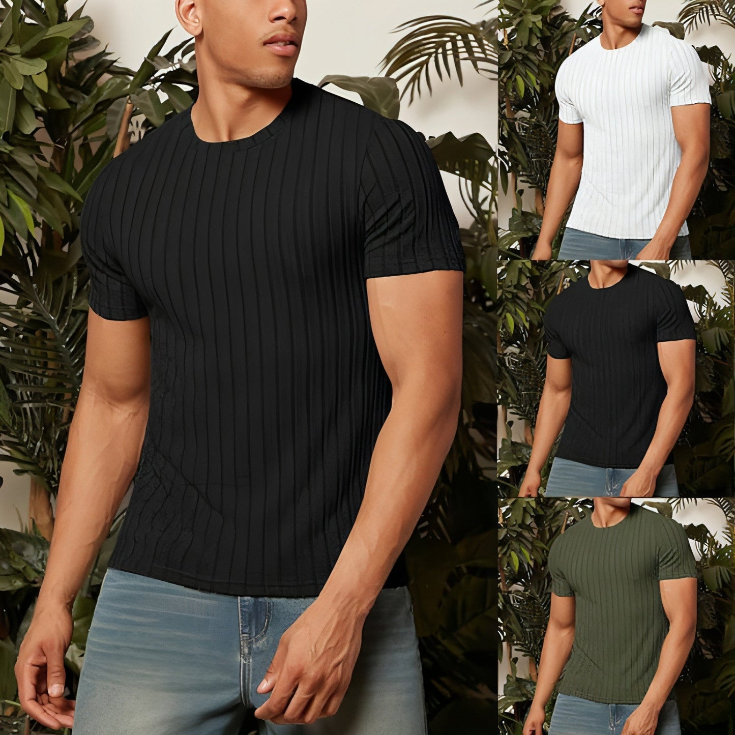 Heren T-shirt met Uniek Kraagontwerp