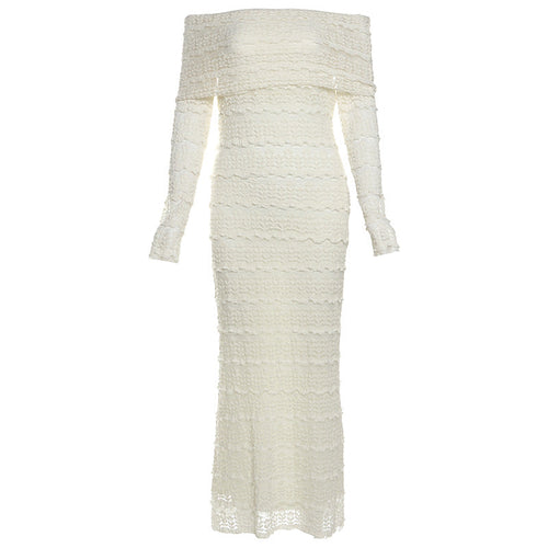 Elegant Off-Shoulder Lace Maxi Dress