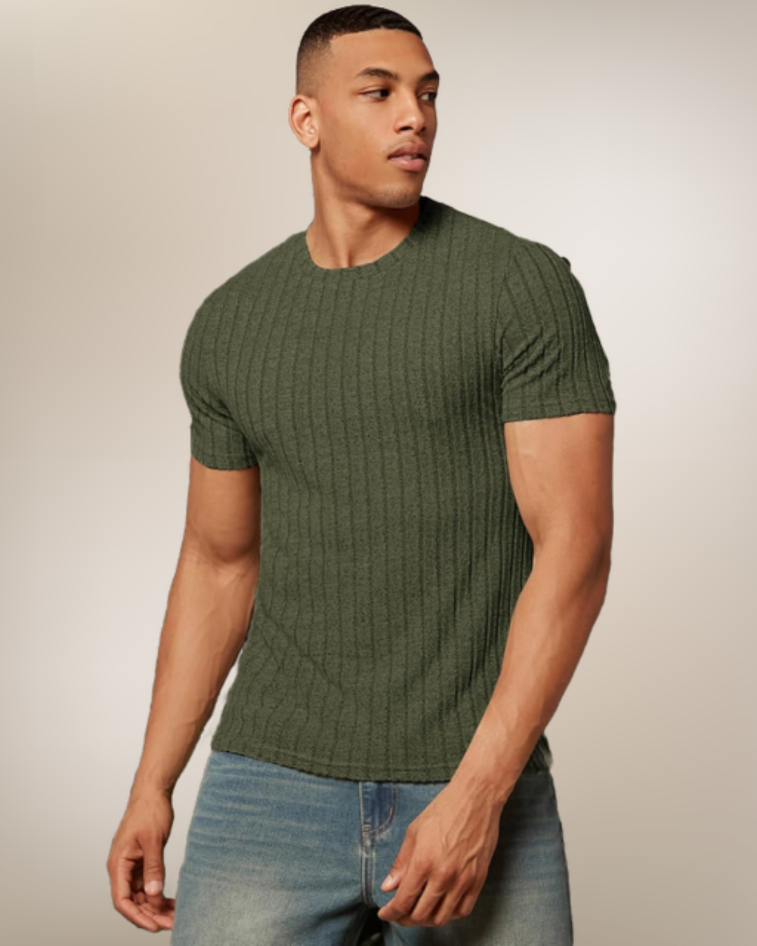 Heren T-shirt met Uniek Kraagontwerp