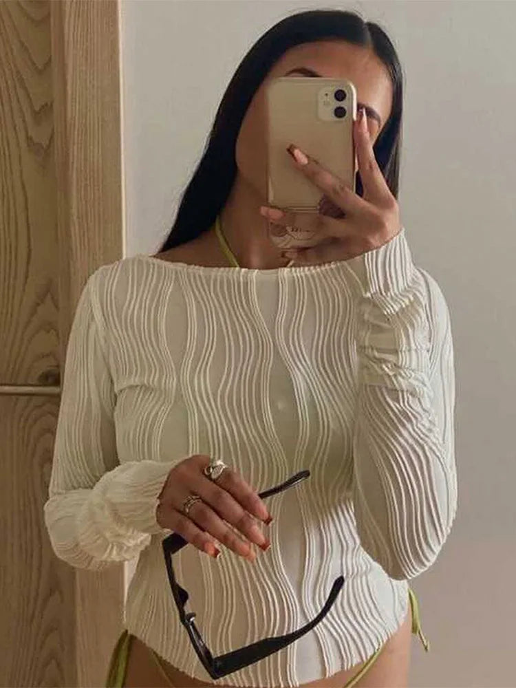 Elegant Ruched Long Sleeve Blouse