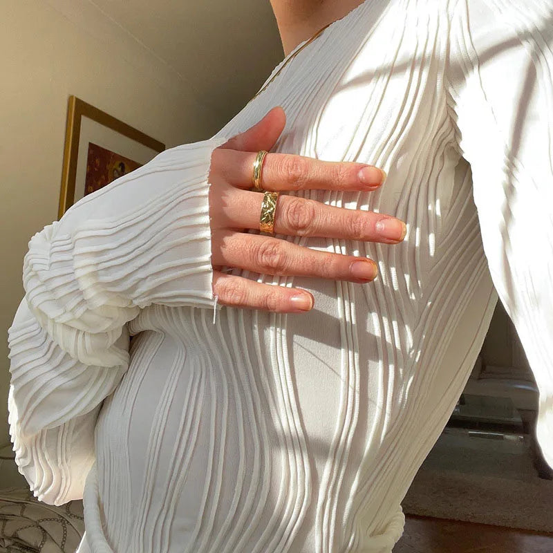 Elegant Ruched Long Sleeve Blouse