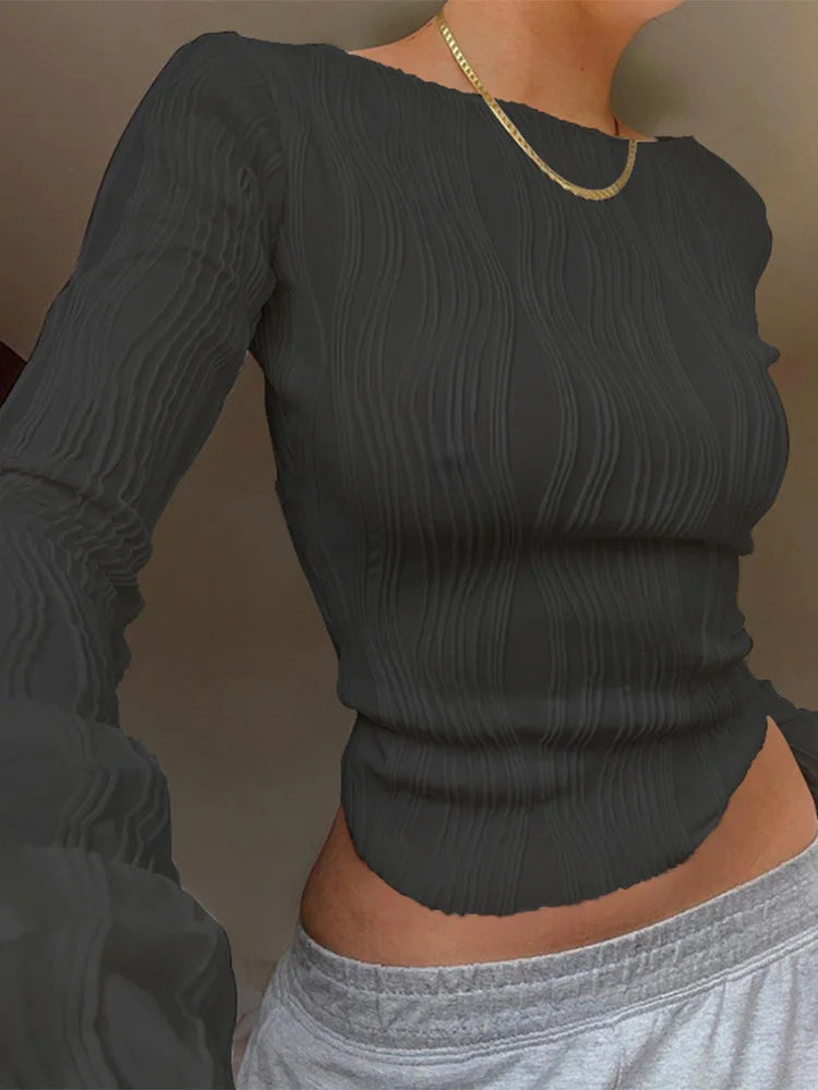 Elegant Ruched Long Sleeve Blouse