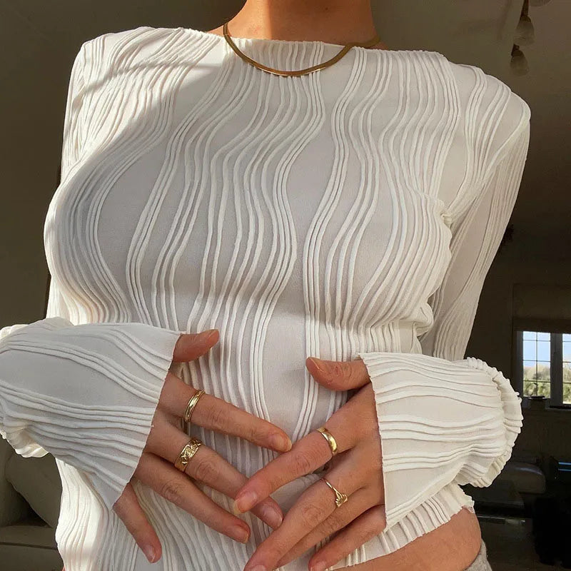 Elegant Ruched Long Sleeve Blouse