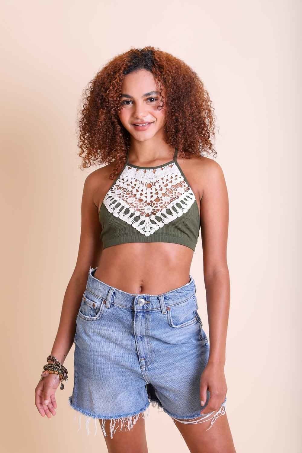 LaceGlow Halter Bralette