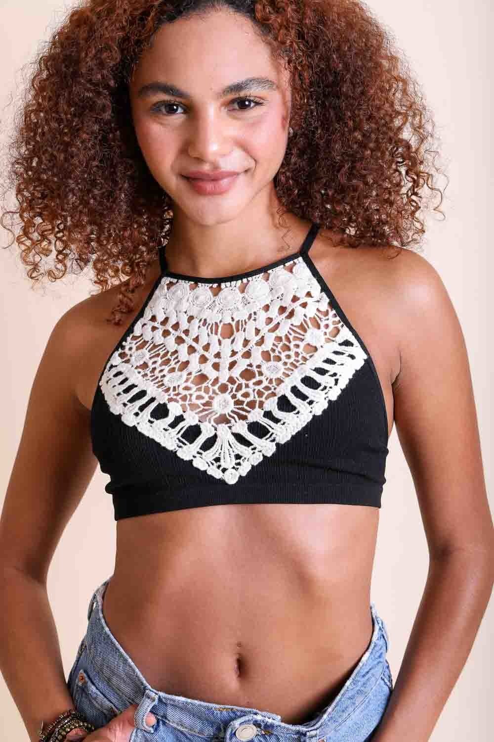 LaceGlow Halter Bralette