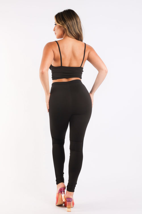 Zwarte Mesh Sportset – Top & Legging