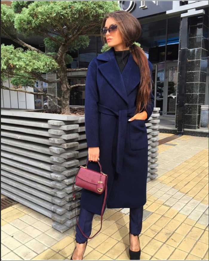 Women's Wool Blend Belted Coat with Pockets