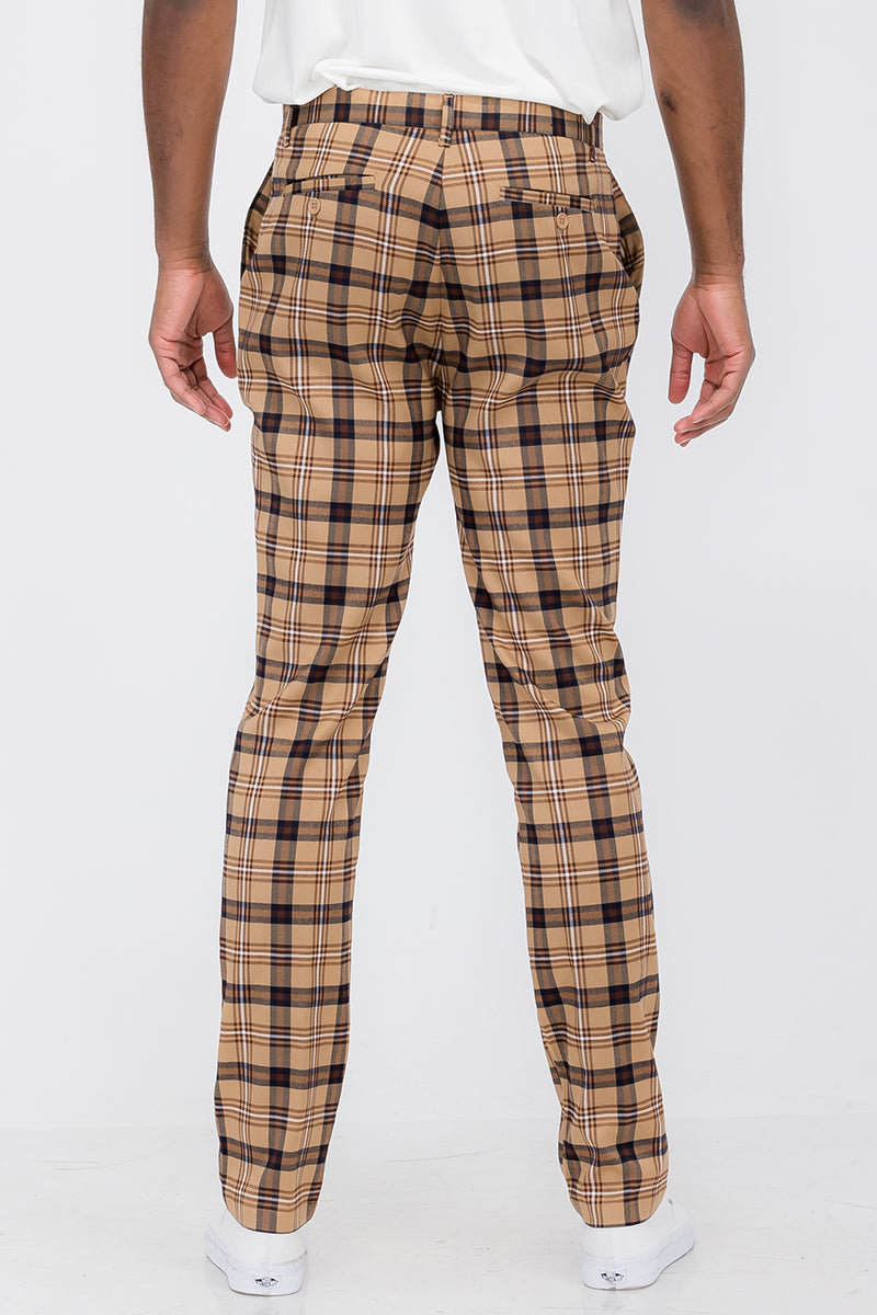Plaid Slim Fit Trousers