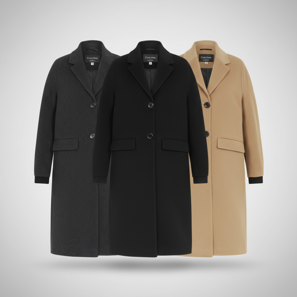 Drie jassen met lichtgrijze achtergrond