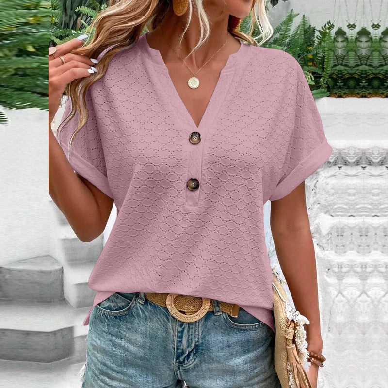 Relaxed Fit V-Neck Blouse