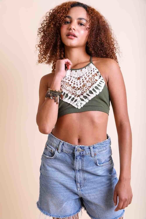 LaceGlow Halter Bralette
