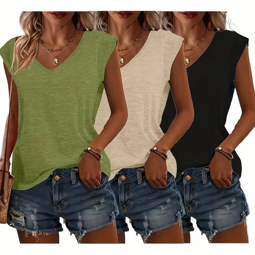 Soft Essentials – V-Neck Tank Set (3-Pack)