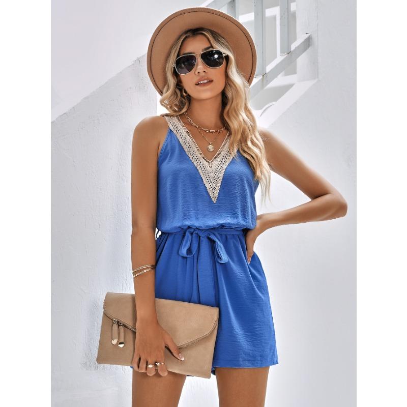 Womens Sleeveless V Neck Romper