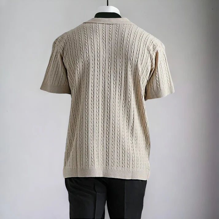 Men's Knitted Button Short-sleeved T-shirt