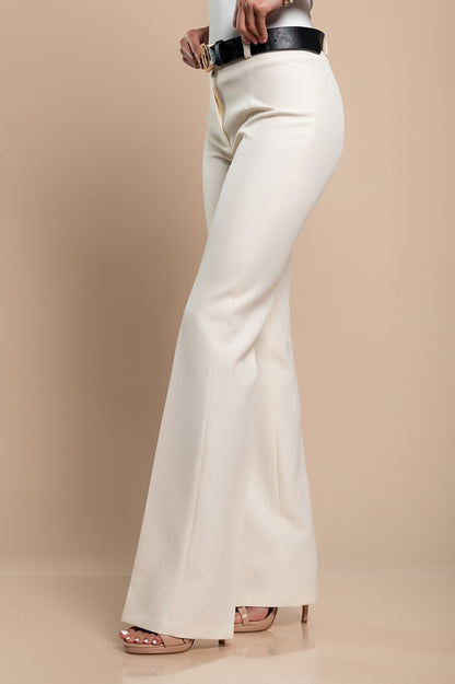 Eleganta långbyxor med raka ben, beige