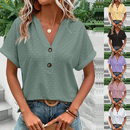 Relaxed Fit V-Neck Blouse