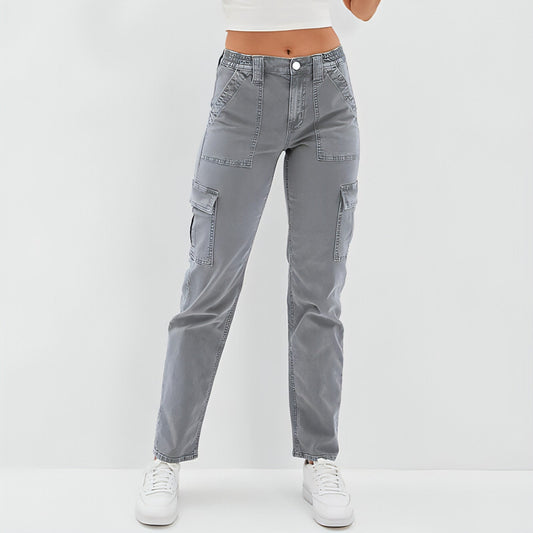 Dames High Waist Straight Leg Jeans