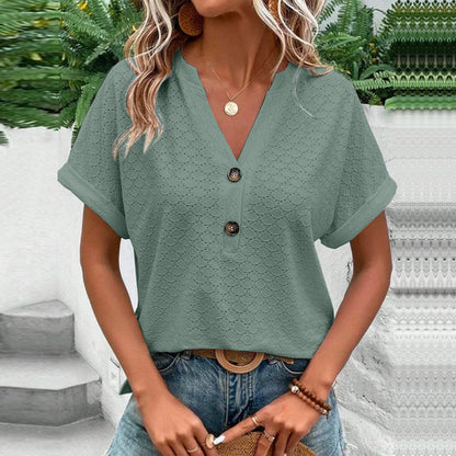 Relaxed Fit V-Neck Blouse
