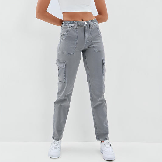 Dames High Waist Straight Leg Jeans