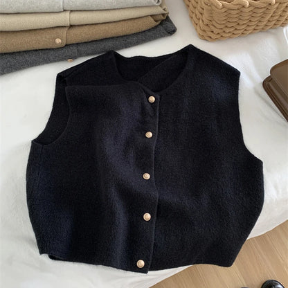 Elegante Gebreide Damescardigan – Mouwloos Design