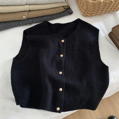 Elegante Gebreide Damescardigan – Mouwloos Design