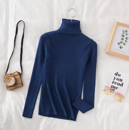 Autumn Winter Thick Sweater Women Knitted Ribbed Pullover Sweater