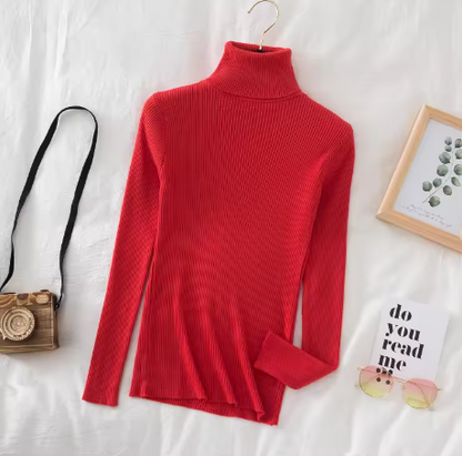 Autumn Winter Thick Sweater Women Knitted Ribbed Pullover Sweater