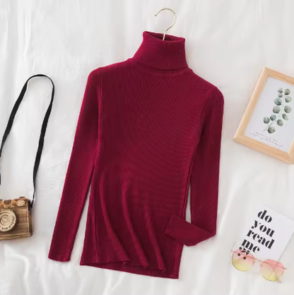 Autumn Winter Thick Sweater Women Knitted Ribbed Pullover Sweater