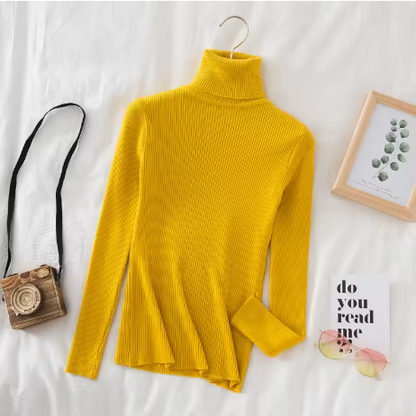 Autumn Winter Thick Sweater Women Knitted Ribbed Pullover Sweater