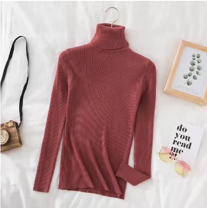 Autumn Winter Thick Sweater Women Knitted Ribbed Pullover Sweater