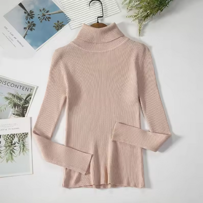 Autumn Winter Thick Sweater Women Knitted Ribbed Pullover Sweater