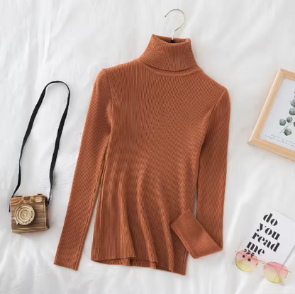 Autumn Winter Thick Sweater Women Knitted Ribbed Pullover Sweater