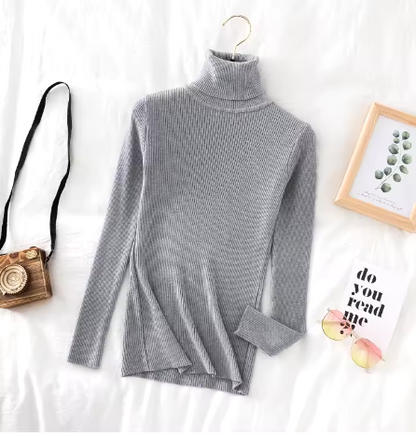 Autumn Winter Thick Sweater Women Knitted Ribbed Pullover Sweater