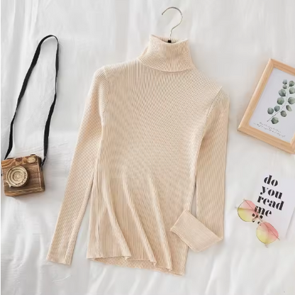 Autumn Winter Thick Sweater Women Knitted Ribbed Pullover Sweater