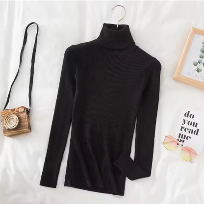 Autumn Winter Thick Sweater Women Knitted Ribbed Pullover Sweater