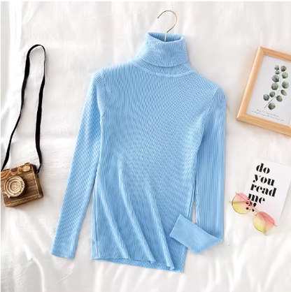 Autumn Winter Thick Sweater Women Knitted Ribbed Pullover Sweater