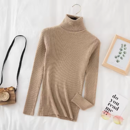 Autumn Winter Thick Sweater Women Knitted Ribbed Pullover Sweater