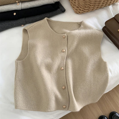 Elegante Gebreide Damescardigan – Mouwloos Design