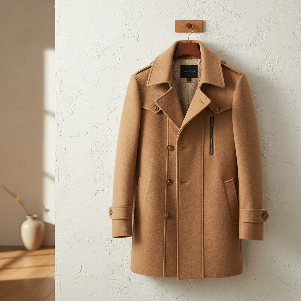 Camel peacoat hangend