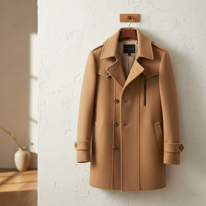 Camel peacoat hangend