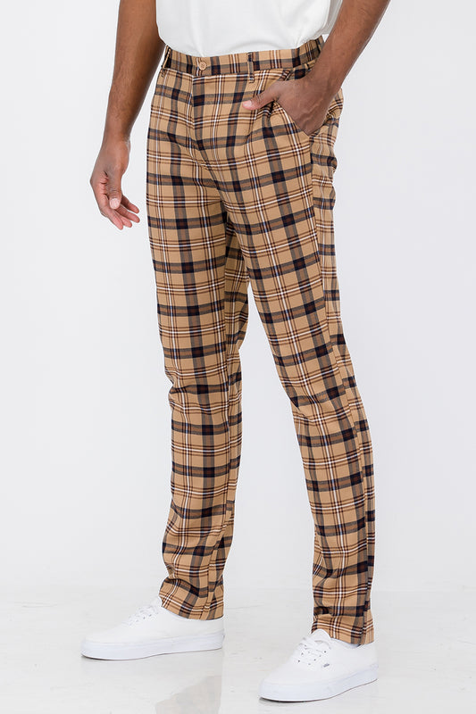 Plaid Slim Fit Trousers